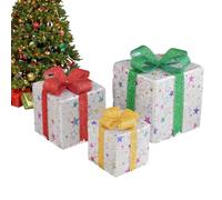 Decorazione di scatole con luci,Scatole illuminate a LED per Natale con luci - 3 Pezzi Display Wireless per interni ed esterni Adolescenti e adulti