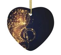 Decorazione dorata a forma di nota musicale con stelle cadute lucide, per albero di Natale e festività, decorazioni per club