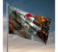 Decorazione e accessori per grotta con pupazzo di neve che legge giornale in toilette bandiera benvenuto giardino bandiera stanza roba (60 x 90 cm)