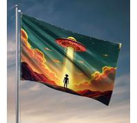 Decorazione e accessori per grotta dell'uomo Una persona viene rapita da un'astronave aliena. Bandiera per la stanza del college cartello decorativo per sala giochi (152 x 244 cm)