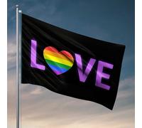 Decorazione e accessori per la grotta dell'uomo con cuore arcobaleno cartello d'amore bandiera benvenuto giardino bandiera stanza roba (60 x 90 cm)