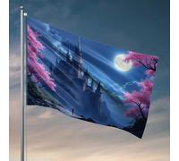 Decorazione e accessori per la grotta dell'uomo mistico castello sotto la luna piena bandiera benvenuto giardino bandiera roba (60 x 90 cm)