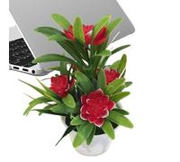 Decorazione estetica, piccola scrivania in vaso, zero irrigazione accento di inaugurazione della casa, perfetto tutto l'anno, fiori realistici non sbiadiscono, arredamento per la casa, bagno, ufficio