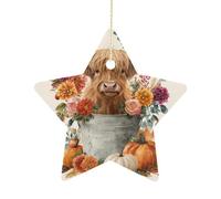 Decorazione Fall Pumpkin Highland Cow Thanksgiving Autumn Halloween Ornamenti In Porcellana Natalizi Decorazioni Per Esterni Vacanze Commerciale