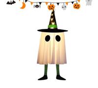 Decorazione Fantasma Di Halloween - Decorazioni Appese A Forma Di Fantasma Luminoso | Decorazione Pendente Luminosa Di Halloween Con Cappello Da Stre-ga Per Albero Per Cortili, Verande E Patii (Verde)