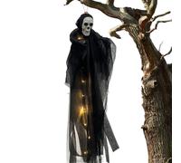 Decorazione fantasma e scheletro - Ornamento a forma di teschio illuminato per feste, ornamento horror appendibile per albero anteriore portico all'aperto per un'atmosfera di Halloween