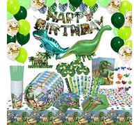 Decorazione feste compleanno dinosauro, Set tema dinosauri feste di compleanno piatti bicchieri maschere decorazione per torta inviti regali invitati bracciali