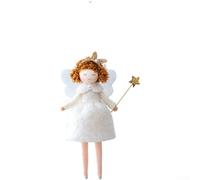 Decorazione festiva da appendere con motivo ragazza celeste in panno morbido, perfetta per albero di Natale e decorazione stagionale per la casa vacanza con fascino minimalista (bianco)