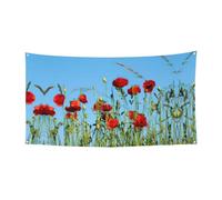 Decorazione festiva per festeggiamenti con stampa di papaveri sul cielo, cartello per celebrazioni, facile da appendere con corde, 1 confezione