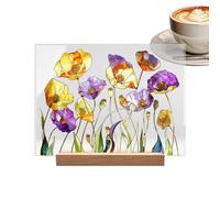 Decorazione floreale in acrilico dipinto, vetro di imitazione con motivo floreale acrilico | Acchiappasole colorate, decorazione fatta a mano, decorazione per la casa traslucida per tavolo, supporto