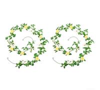 Decorazione floreale in finto rattan, set da 2 pezzi, lunghezza 200 cm, decorazione per casa, giardino, matrimonio, uso interno ed esterno, facile installazione da appendere (stile C)