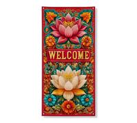 Decorazione floreale per porta di benvenuto, decorazione floreale, fiori di ninfea colorati, decorazione per la stanza, per interni ed esterni, cartello di benvenuto per festival di primavera, 91 x 1