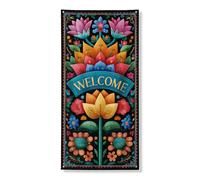 Decorazione floreale per porta di benvenuto, striscione per porta d'ingresso con fiori colorati vivaci, decorazione per la casa primaverile ed estate, forniture per feste per interni ed esterni, 91 x