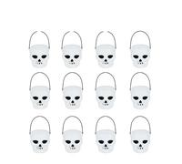 Decorazione for calderone di Halloween, mini calderone di plastica nera for streghe, secchiello for dolcetti di zucca, cestino di caramelle(12 PCS White)