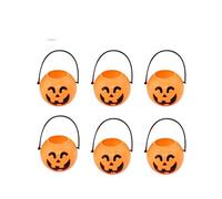 Decorazione for calderone di Halloween, mini calderone di plastica nera for streghe, secchiello for dolcetti di zucca, cestino di caramelle(6PCS Orange)