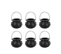 Decorazione for calderone di Halloween, mini calderone di plastica nera for streghe, secchiello for dolcetti di zucca, cestino di caramelle(6PCS Black)