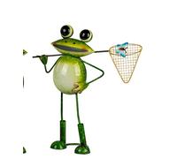 Decorazione Frosch Con Farfalla Blu H. 33Cm Verde In Metallo Formano S25