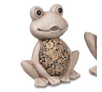 Decorazione Frosch In Legno H. 23cm Marrone In Resina Formano Giardino S25