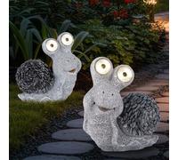 Decorazione Giardino Esterni Lampada Solare LED Grigio Similpietra Animale Vite