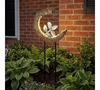 Decorazione Giardino Lampada da Tavolo Solare Esterni a Spiedo LED Bocca Legno