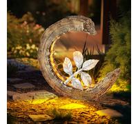 Decorazione Giardino Lampada da Tavolo Solare Esterni a Spiedo LED Bocca Legno