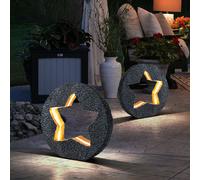 Decorazione Giardino Lampada Solare Esterno 2er Set IP44 Batteria Oro Stella LED