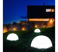 Emisfero a luce solare a forma di sfera, emisfero decorativo da giardino esterno, bianco, lampadine a LED, D 20 cm, set da 3