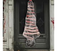 Decorazione gonfiabile a grandezza naturale per Halloween, cadavere falso horror, con nastro di avvertimento, in tessuto di PVC, impermeabile, per interni/esterni/cimiteri/casa infestata/giardino (set