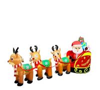 Decorazione gonfiabile gigante for esterni Babbo Natale su slitta con 3 renne e luce LED integrata