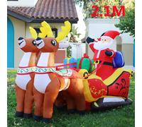 Decorazione gonfiabile natalizia da 2,1 m, Babbo Natale, slitta da equitazione, renne, gonfiabili, decorazione per interni ed esterni, decorazioni per feste in giardino