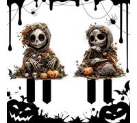 Decorazione Halloween con Pali da Giardino - Segnali Acrilici Spaventosi per Esterni - Festa Spaventosi 2D per Prato Patio Viale Cortile