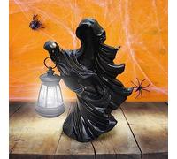 Decorazione Halloween Esterno Halloween Spaventoso Messaggero a Mano Decorazione Scultura in Resina Statua da Giardino di Notte (Black, One Size)