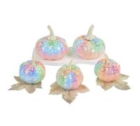Decorazione Halloween Porta Set di cinque pezzi di zucca simulazione in plastica decorata con paillettes arcobaleno,decorazioni per la casa e oggetti scena la fotografia Strega Halloween Decorazione