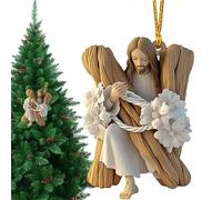 Decorazione in acrilico a forma di lettera di Gesù, alfabeto religioso a forma di Gesù, ornamento da appendere, ornamento per albero di Natale, decorazione cristiana 2D per albero di Natale