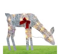 Decorazione in ferro impermeabile con cervo di Natale illuminato con | Decorazioni natalizie con cervo illuminato per familiari, amici, patio, giardino, feste, vacanze, esterno, prato, eventi