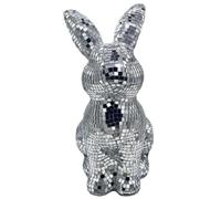 Decorazione in lapin a specchio - Figurina di lepre metallizzata lucida, abbagliante abbellimento per eventi festivi, scultura prismatica che cattura la luce, elegante caratteristica della pista da ba