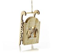 Decorazione in legno con incisione e LED 20 x 9 x h 7 cm - Decor