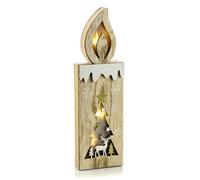 Decorazione in legno con incisione e LED 9 x h 30 cm - Decor