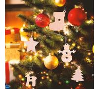 Decorazione in legno per albero di Natale, da appendere, set da 10, per fai da te (angelo)