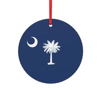 Decorazione in metallo con stampa bandiera della Carolina del Sud - Ciondolo rotondo in alluminio per Natale, decorazione per la casa e il negozio