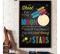 Decorazione in metallo da parete vintage in latta con scritta "Shoot for the Moon Even If You Miss You Will Land Among The Star", poster vintage in metallo per bar, club, uomo, decorazione da parete