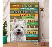 Decorazione in metallo per esterni Westie I'll Be Watching You, targa in metallo vintage, decorazione rustica, in alluminio, poster da parete per garage e bar, 20,3 x 30,5 cm