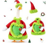 Decorazione in peluche a forma di oca, con tema Trouble Maker e cappello di Babbo Natale, il materiale in tessuto migliora l'atmosfera festiva per la decorazione della casa per le vacanze