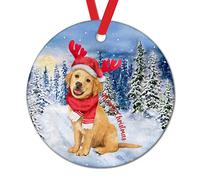 Decorazione In Pendente Red Reindeer Antler Dog For Happy Pet For Kids Poodle Dog Rotonde Ornamenti Da Appendere In Porcellana Addobbo Per Albero Di Natale Per Amici Feste Famiglia