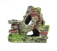 Decorazione in resina per acquari con ponte e roccia interconnessa, per caverne che migliorano la dimensionalità del serbatoio (A)