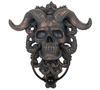 Decorazione in resina sopra la porta Battente per porta con teschio cornuto Testa di scheletro Decorazione per battente gotico per porte anteriori S