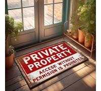 Decorazione ingresso anteriore Proprietà privata: accesso non autorizzato cartello proibito zerbino roba per la tua stanza accessori da uomo (50 x 80 cm)