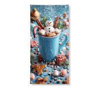 Decorazione invernale per porta con cacao caldo, festivo pupazzo di neve, bastoncini di zucchero, decorazione per porta d'ingresso, per interni ed esterni, forniture natalizie 91 x 182 cm