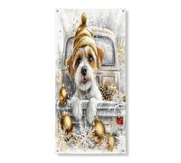 Decorazione invernale per porta con cane carino, divertente design con animali per interni ed esterni, forniture per feste di Natale, 91 x 182 cm