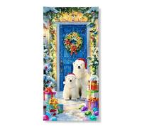 Decorazione invernale per porta con orsi polari, scena festiva con regali di Natale e fiocchi di neve, decorazione stagionale per interni ed esterni, 91 x 182 cm
